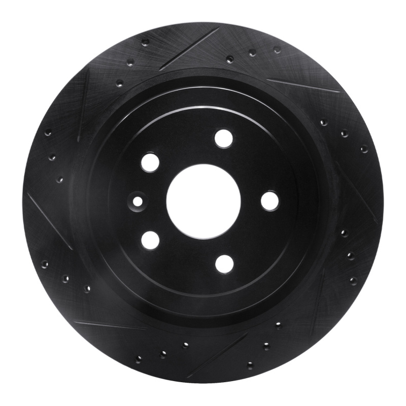 Cadillac CTS Brake Rotor (1) - Rear Left - R1 Concepts - Drilled & Slotted - Black - `08-`14